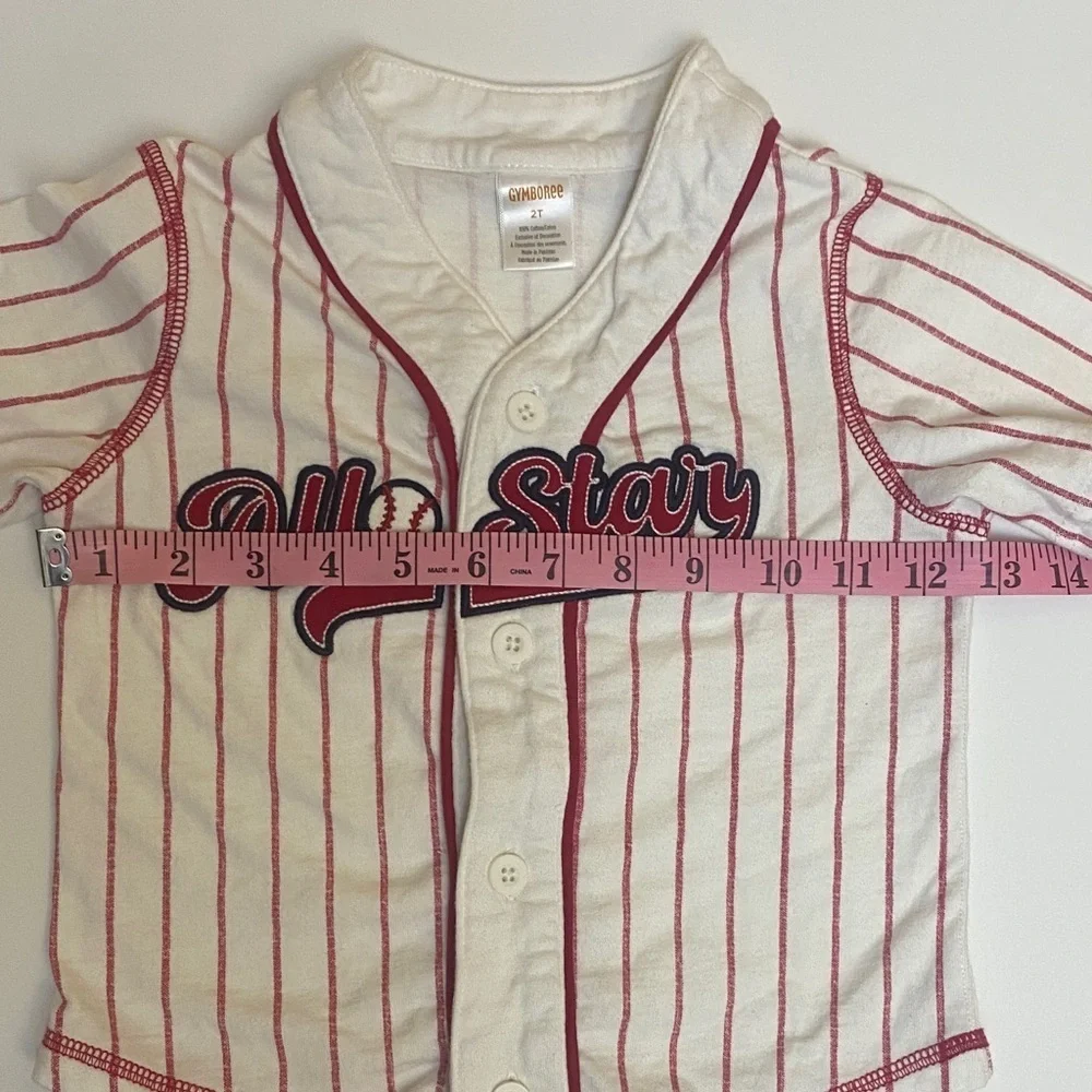 Gymboree White and Red Striped Button Down Shirt